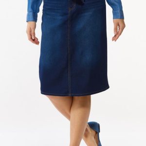 Petite Denim Midi Skirt