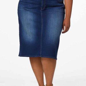 Plus Size Stretchy Denim Skirt