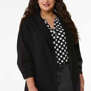 Plus Petite Crepe Ruched Sleeve Blazer