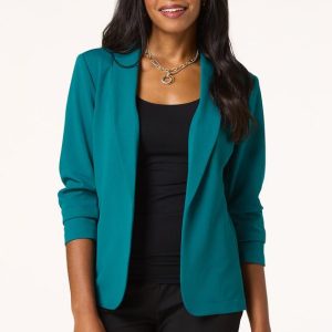 Ruched Sleeve Blazer