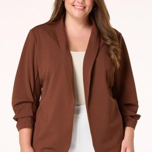 Plus Size Ruched Sleeve Blazer