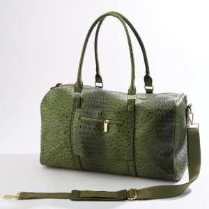 Textured Faux Leather Duffle Bag