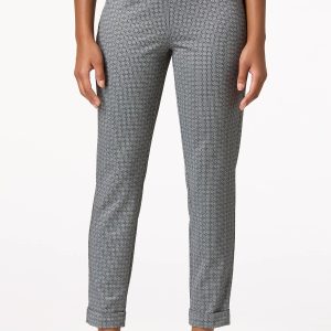 Petite Belted Textured Print Slim Pants