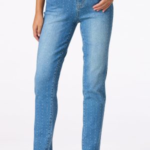 Petite Embellished Mid Rise Jeans