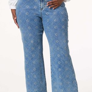 Plus Petite Embellished High Rise Jeans