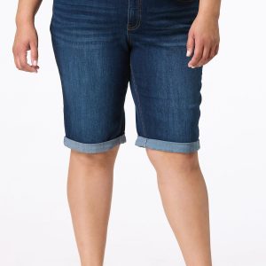 Plus Size Cropped Cuff Denim Shorts