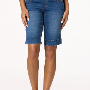 High Rise Pull- On Denim Short