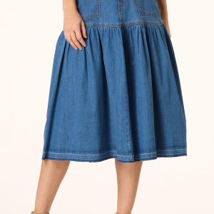 Denim Drop Waist Skirt
