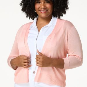 Plus Size Solid Sheer Cardigan