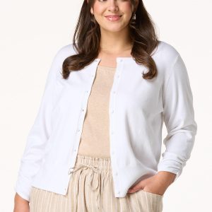 Plus Size Solid Knit Button Down Cardigan Sweater
