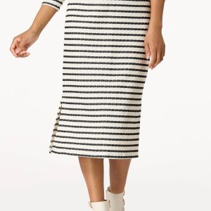 Textured Contrast Stripe Skirt