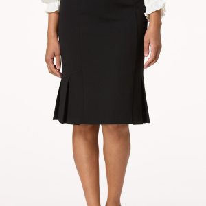 Pleated Hem Pencil Skirt