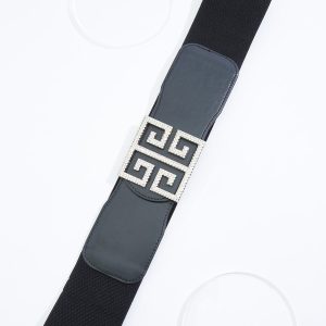 Plus Size Square Rhinestone Stretch Belt