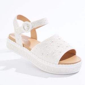 Pearl Embellished Flatform Sandals