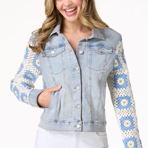 Crochet Sleeve Denim Jacket