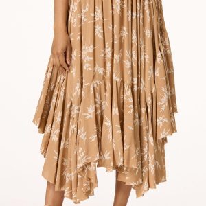 Raw Edge Ruffled Hem Skirt
