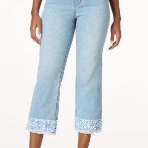 Cropped Crochet Trim Jeans