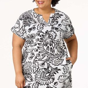 Plus Size Sketch Floral Shift Dress
