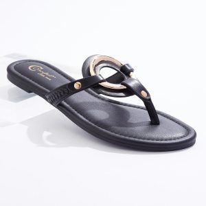 Metal Hoop Thong Sandals