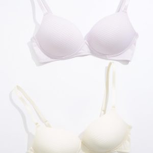Plus Size Shadow Stripe Wire- Free Bra Set