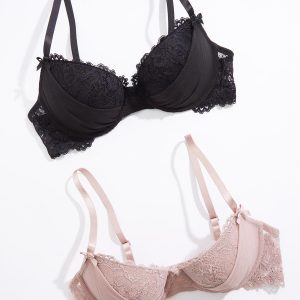 Plus Size Ruched Mesh Lace Bra Set