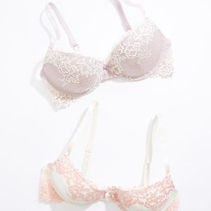Cross Dye Fabric Lace Bra Set