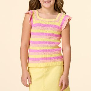 Girls Stripe Crochet Tank