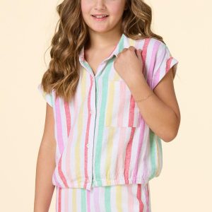 Girls Multi Stripe Linen Shirt