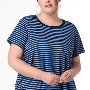 Plus Size Blue Stripe Top