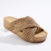 Fabric Crossband Flatform Sandals
