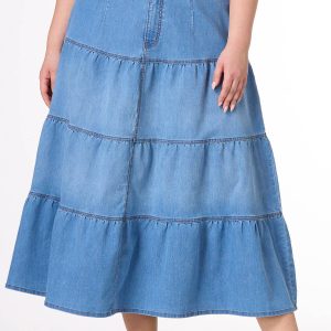 Plus Size Tiered Denim Skirt