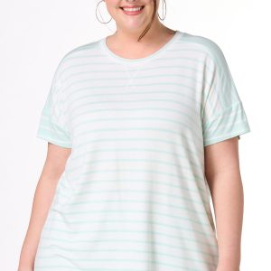 Plus Size Minty Stripe French Terry Top