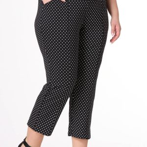 Plus Size Cropped Dotted Ponte Pants