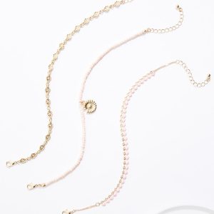 Multi Flower Seed Bead Anklet Set