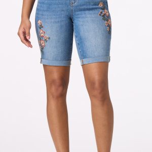 Floral Embroidered Denim Shorts