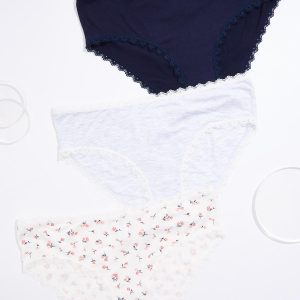 Plus Size Heather Gray Navy Floral Panty Set