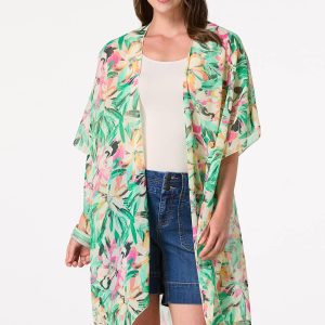 Brushstroke Metallic Thread Kimono