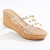 Wide Width Jewel Lucite Cork Wedges
