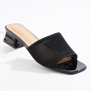 Knit Band Heeled Slides