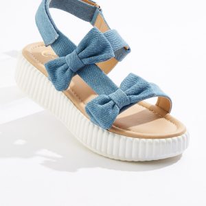 Denim Bow Flatform Sandals