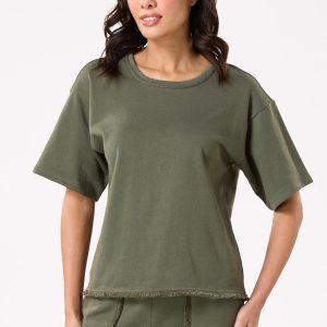 French Terry Fringe Trim Top