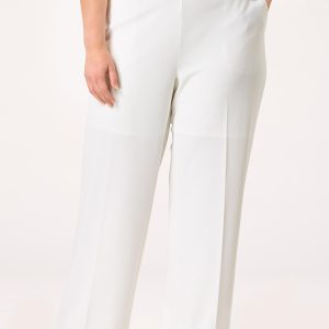 Plus Size Ivory Button Waist Trousers