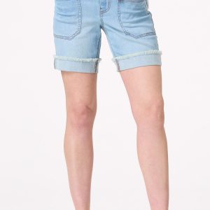 Curvy Tab Waist Denim Shorts