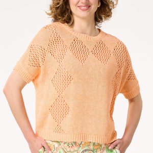 Melon Open Stitch Sweater