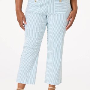 Plus Size Stripe Bengaline Ankle Pants