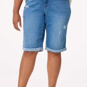 Plus Size High Rise Distressed Denim Shorts