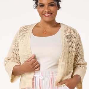 Plus Size Open Stitch Cardigan