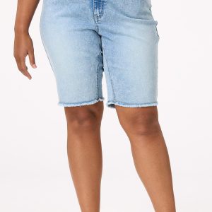 Plus Size Curvy Frayed Hem Denim Shorts