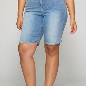 Plus Size Contour Denim Shorts