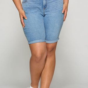 Plus Size Boyfriend Denim Bermuda Shorts